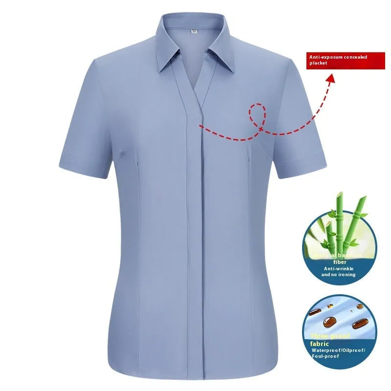 Men's waterproof bamboo fibre business shirt in slim fit cardigan style with square collar