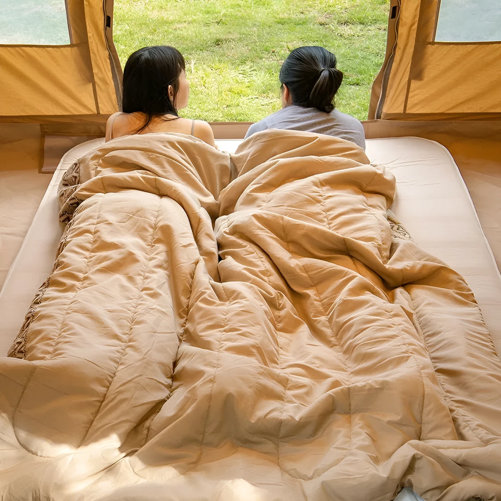 Four seasons camping sleeping bag with storage bag in Jiangnan Spring colour
