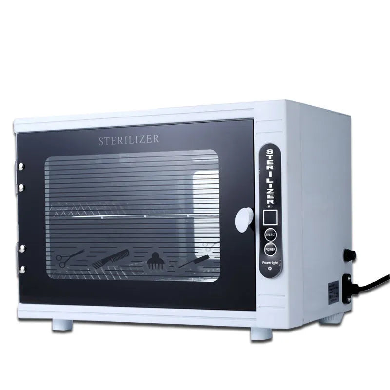 Small silver ultraviolet sterilizer for beauty salon tool disinfection with stainless steel interior