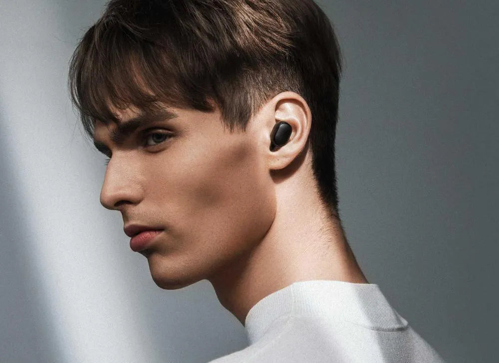 Redmi AirDots black true wireless Bluetooth earbuds with charging case