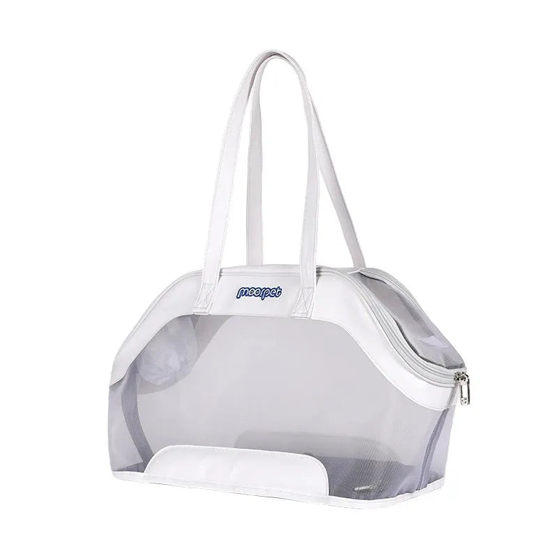 Leather cat outing carry bag with 25 litre capacity in solid colour options