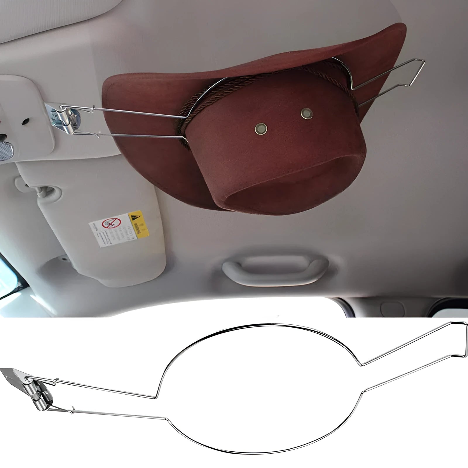 Brown chrome-plated iron car hat stand for interior vehicle coat and hat storage