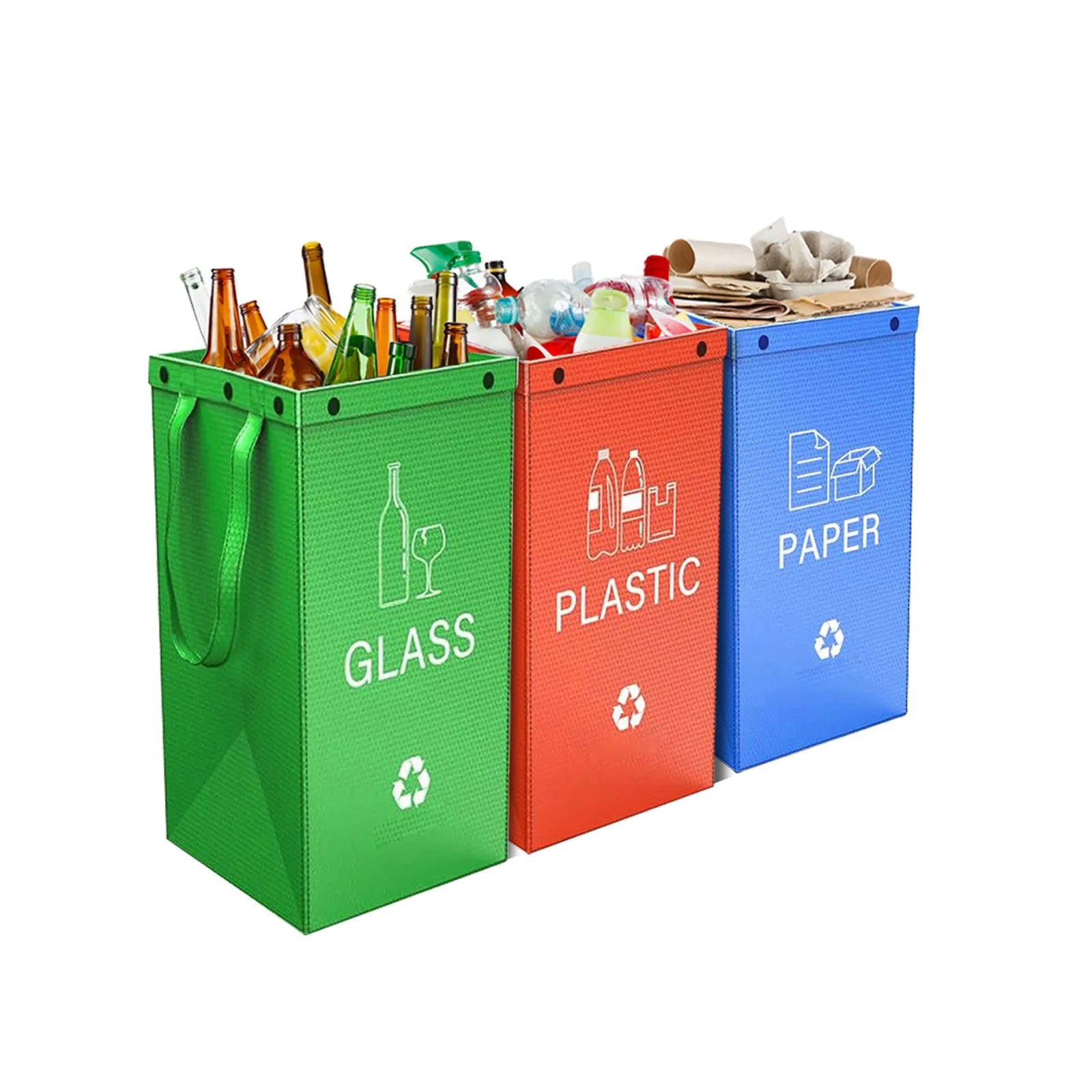 Blue foldable 40L handbag garbage bin for household waste classification and storage.