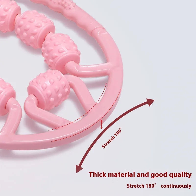 PP plastic leg massager roller with ring clip in macaron pink colour
