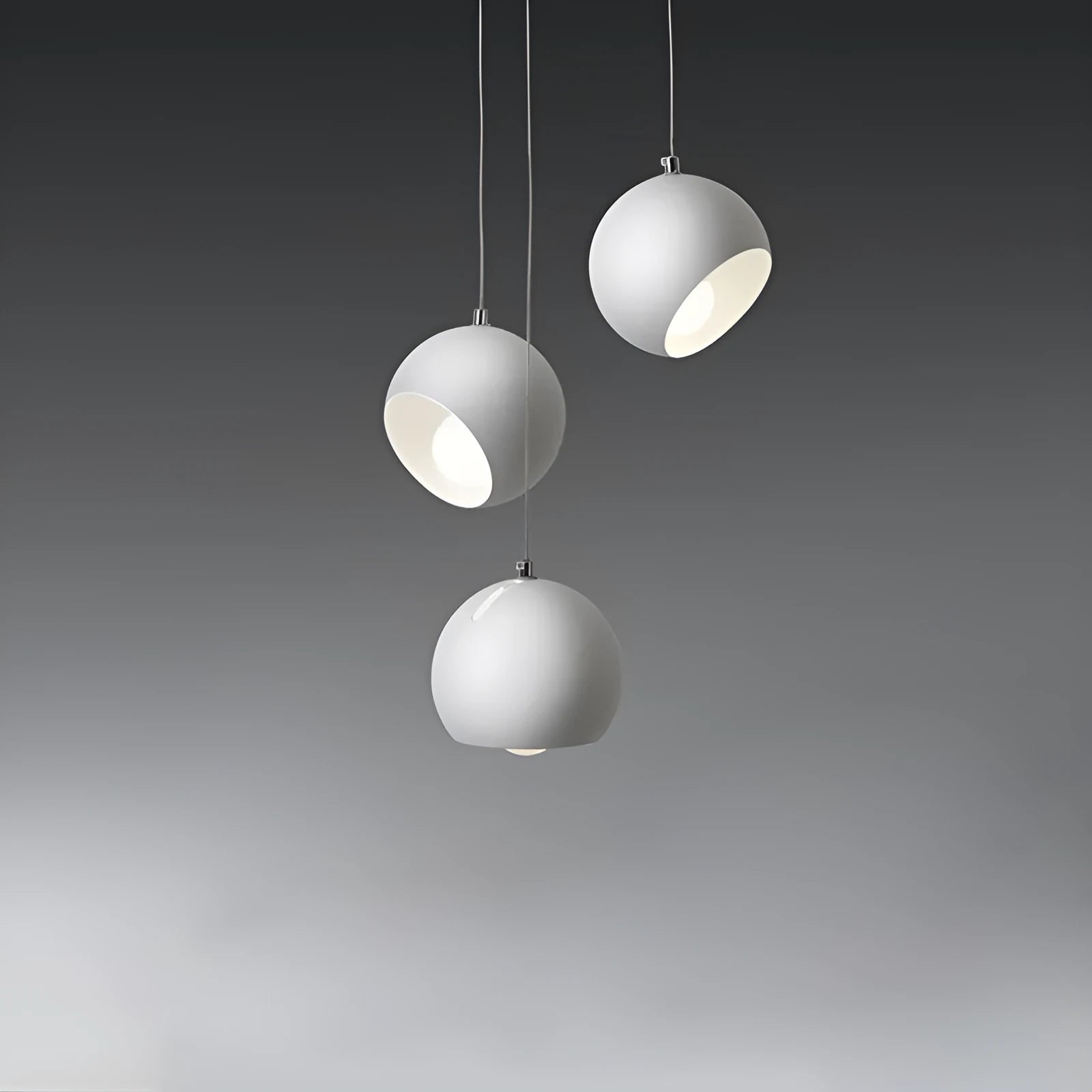 Modern ball chandelier table lamp in Nordic style, shown in single-head and three-head configurations.