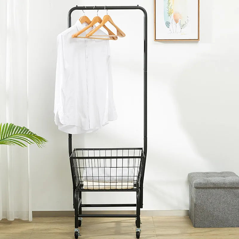 Single rod pulley storage car in iron construction for wardrobe organisation