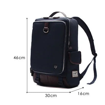 Large Oxford cloth backpack for men in multiple colours, showing dimensions of 30cm wide by 46cm high.