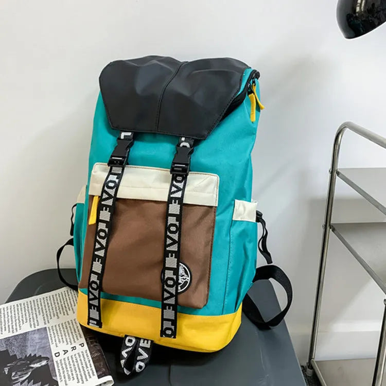 Oxford cloth backpack for junior high school students in black, green, or red with three carrying options