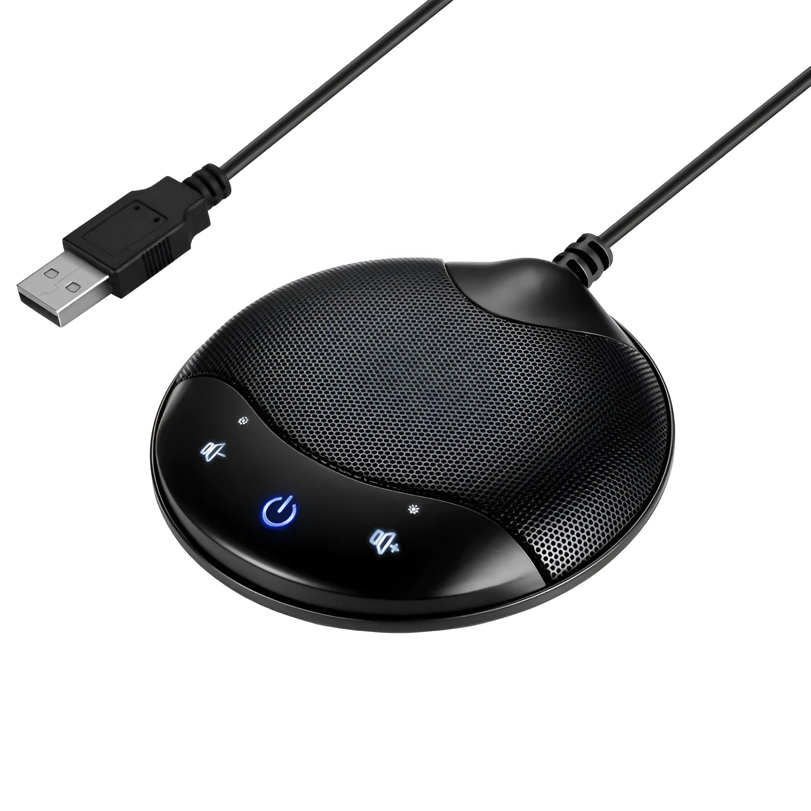 Black USB condenser microphone for conference and gaming with 9cm compact design