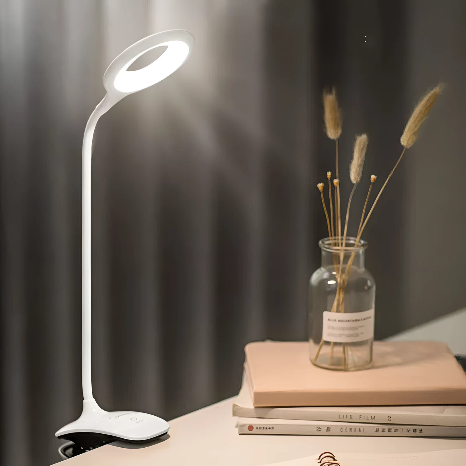 Rechargeable table lamp with touch control in green, pink, or white colour with USB charging port