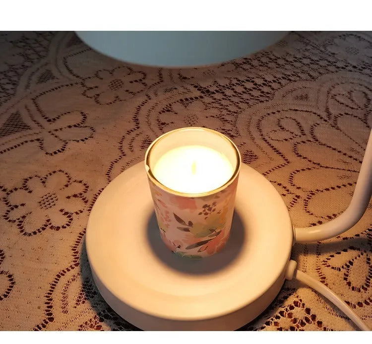European-style white aromatherapy wax melt lamp with dimmer switch on a long cable
