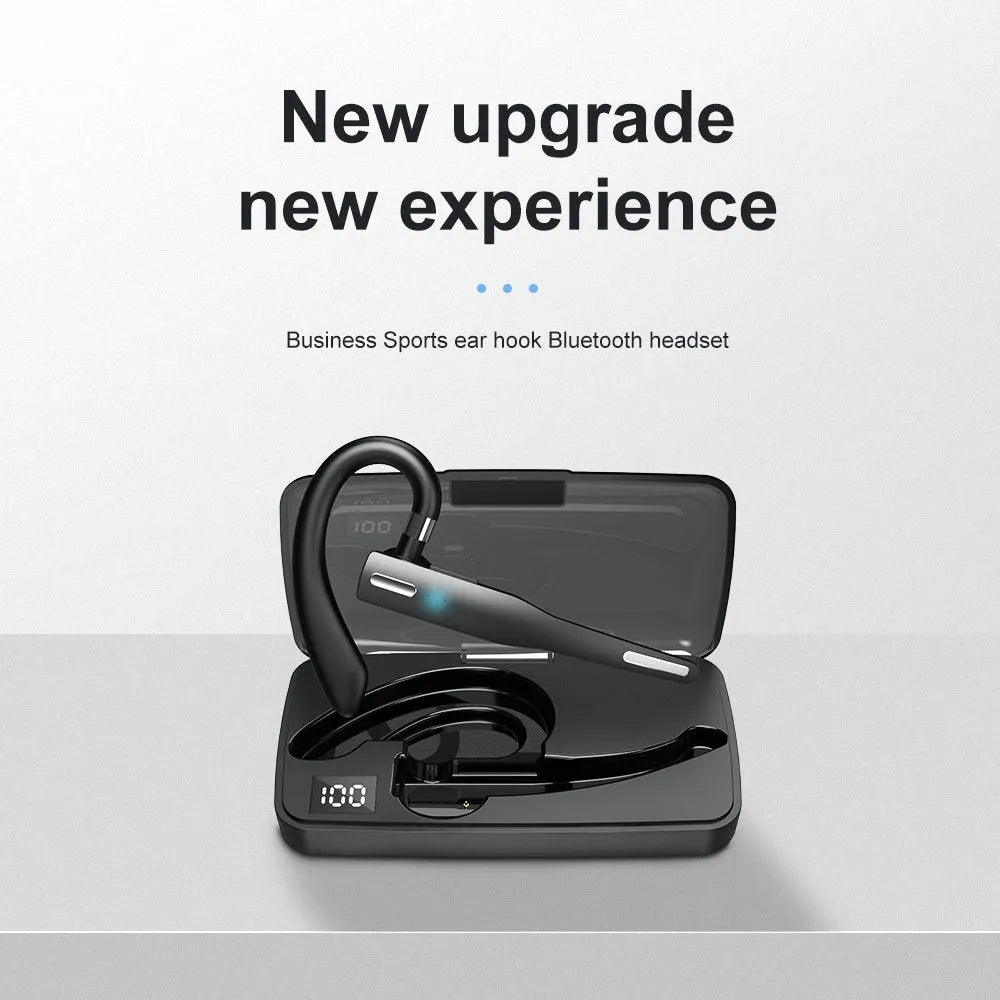 Business single-ear Bluetooth headset with ear-mounted design, ABS material, and noise reduction