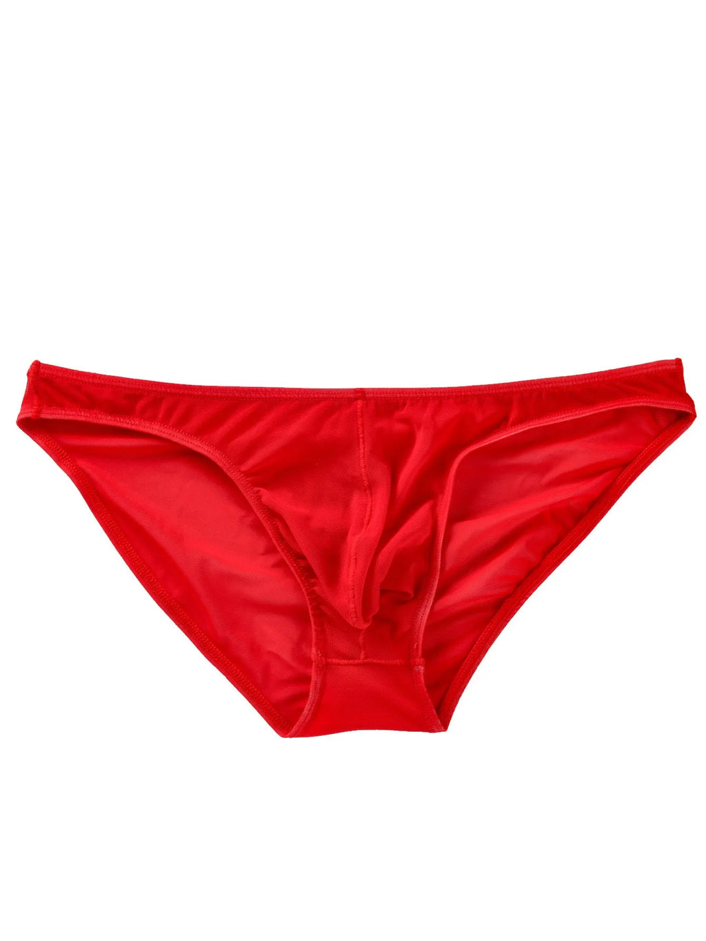Men's black ice silk triangle low-waist briefs shorts on white background