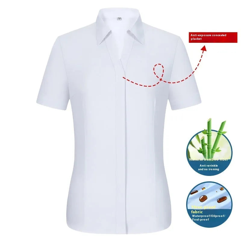 Men's waterproof bamboo fibre business shirt in slim fit cardigan style with square collar