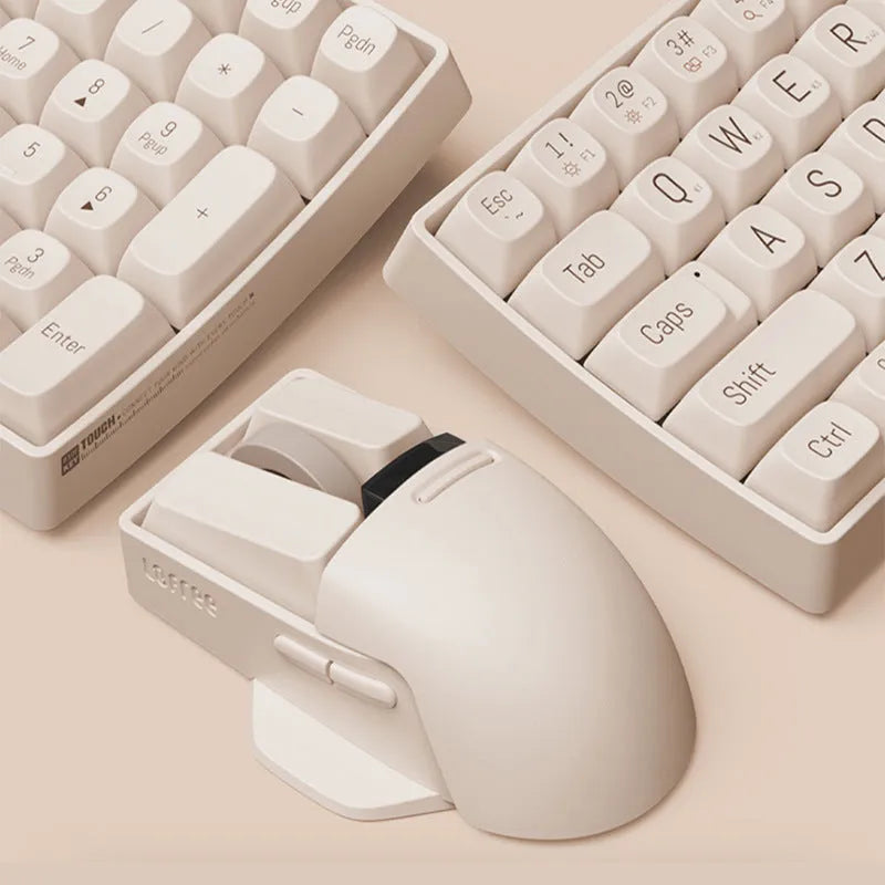 Xiaoqiao tofu colour wireless ergonomic mouse with USB receiver on a desk