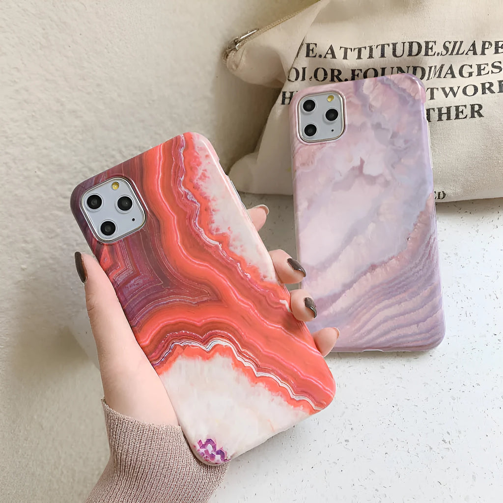 Purple marbled TPU soft shell back cover for iPhone 11