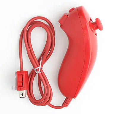 Wii console left and right gamepad controllers with rubber sleeve on right unit and hand rope