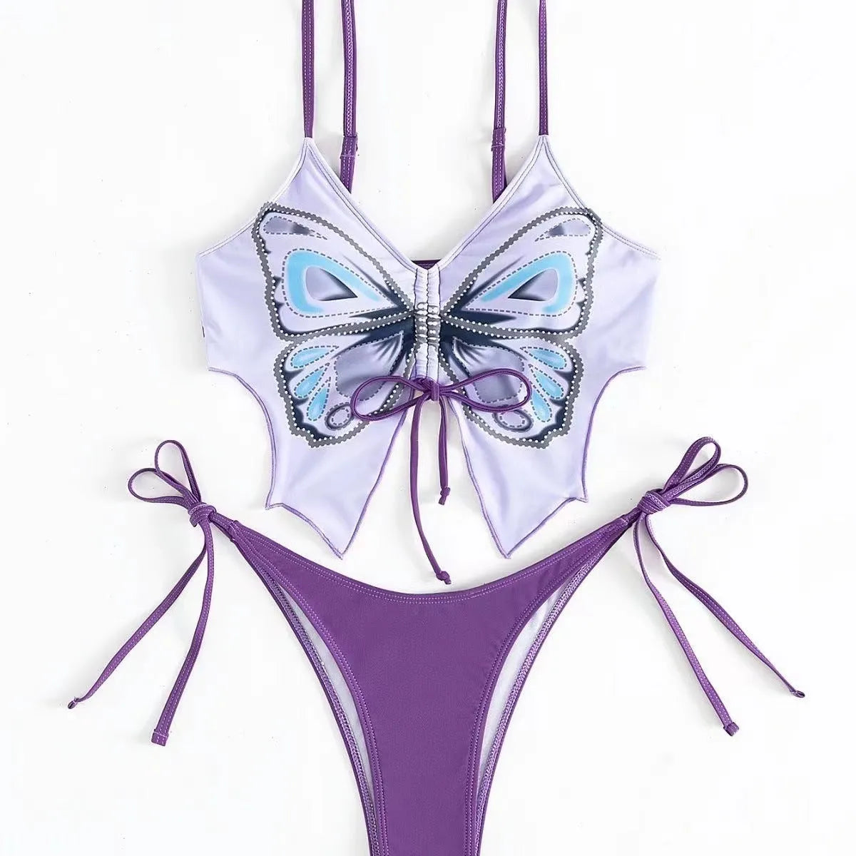 Women's sleeveless split bikini suit with bow detail in polyester fabric available in multiple colours