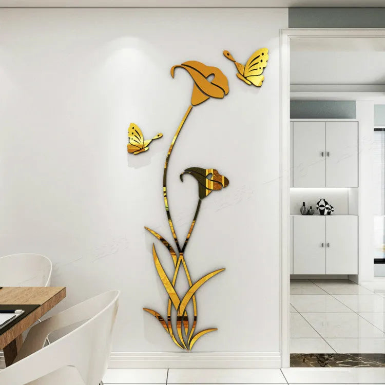 Lily design 3D acrylic wall sticker in multiple colour and size options