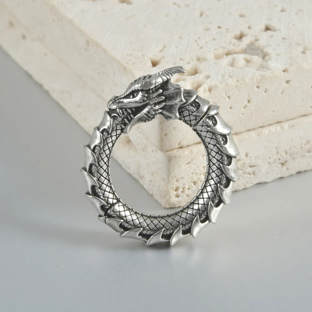 Geometric hollow earrings with antique silver dragon finish and stainless steel alloy construction