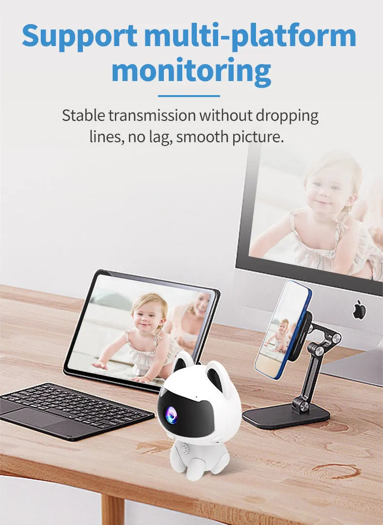 Cat Cute Pet V380 Surveillance Camera indoor WiFi 720p ABS plastic