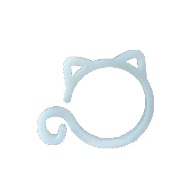 Cat-shaped plastic plant clip in red, yellow, green, or white colours for gardening stem support