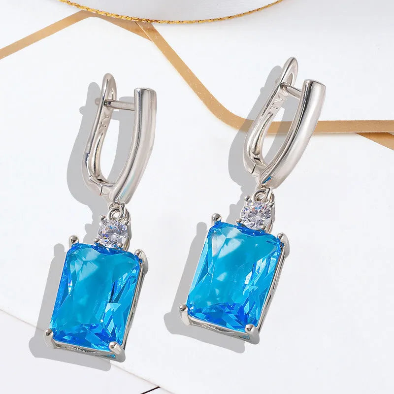 Square geometric copper earrings with electroplated gold or silver finish