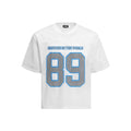 Loose-fitting casual T-shirt in white or black colour with short sleeves and pullover style