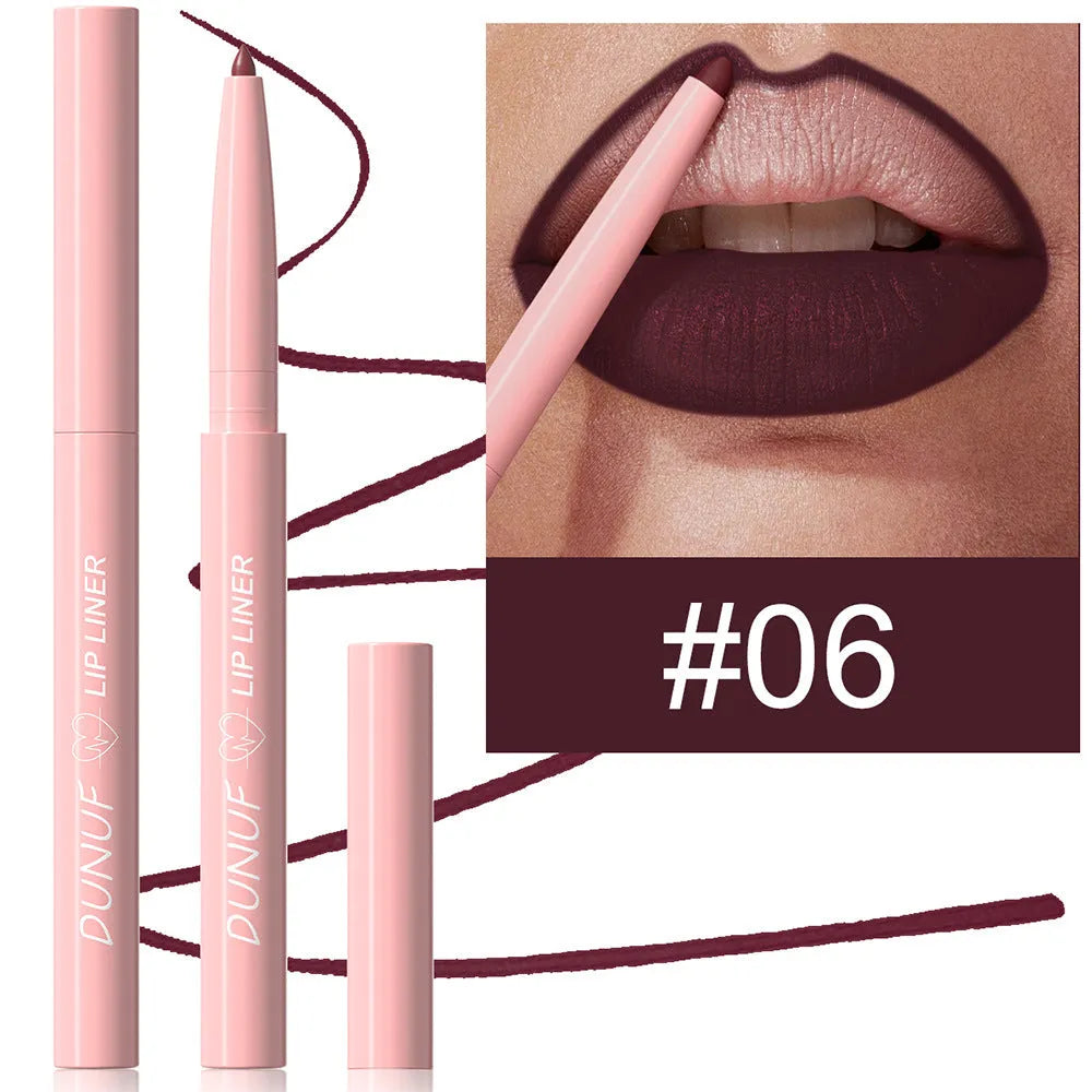 Velvet matte lip liner pencil in various colour numbers for easy makeup application