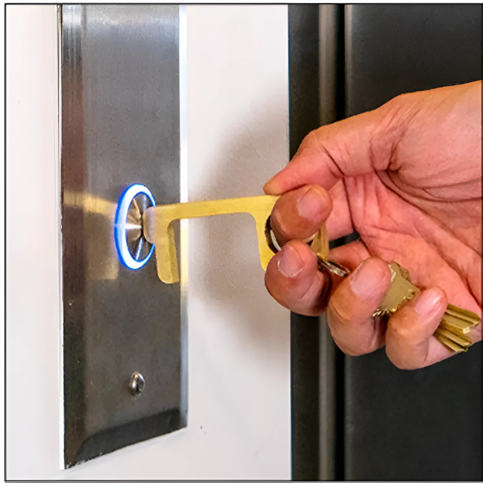 Antibacterial EDC door opener on key ring for public use