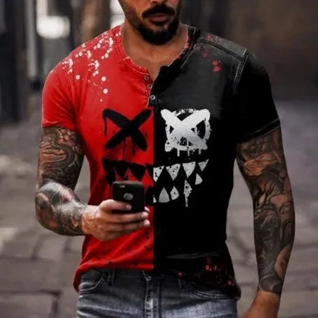 Men's short sleeve lapel button shirt in bird eye cloth polyester for summer sports