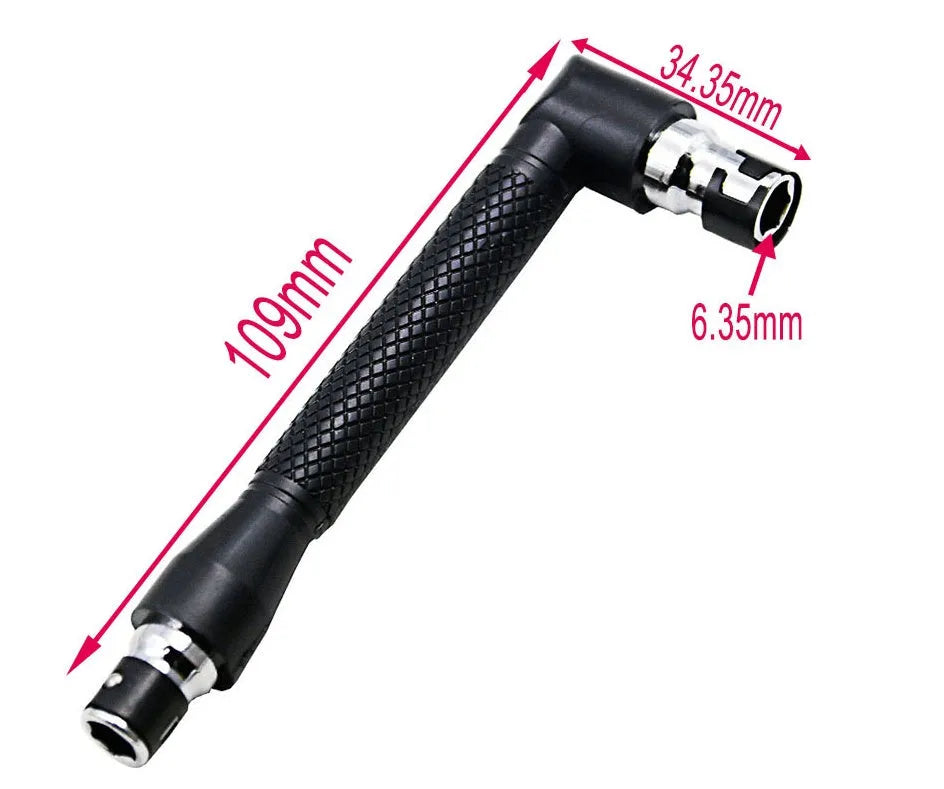 L-shaped double-headed socket wrench with 10 steel drill bits for confined space repairs
