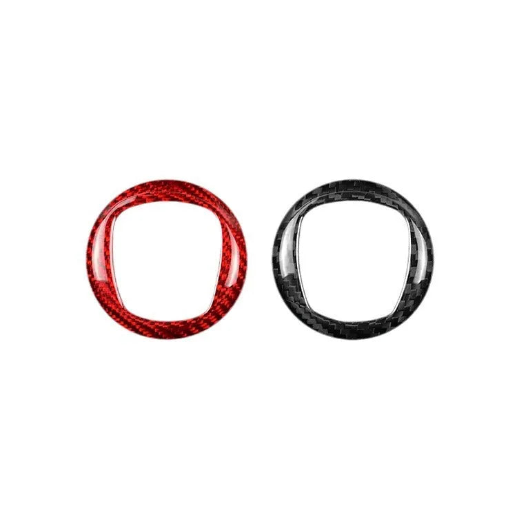 Steering wheel carbon fibre decorative sticker frame in black or red colour options
