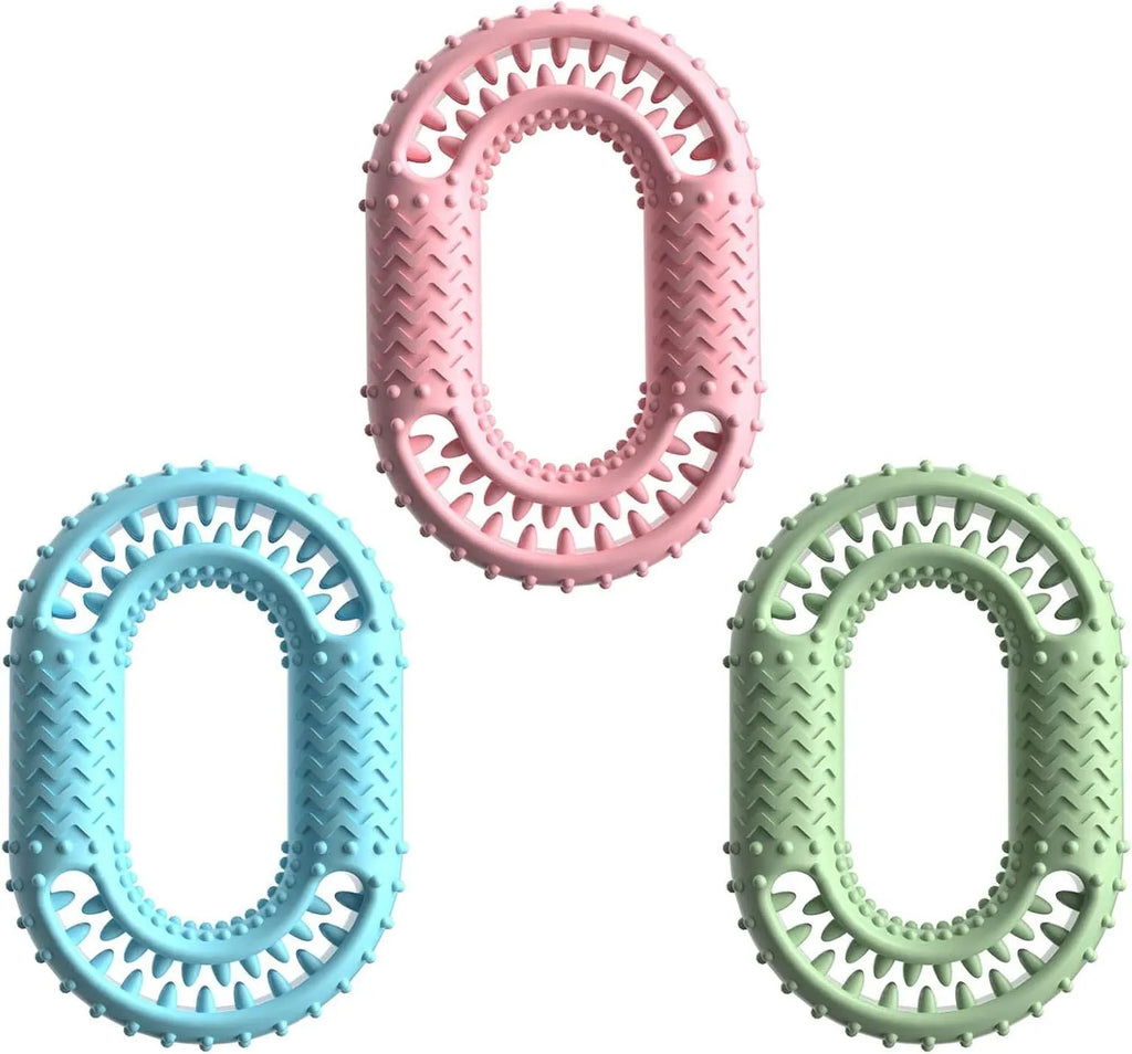 Blue heavy duty O-ring shaped dog chew toy for aggressive chewers and dental care.