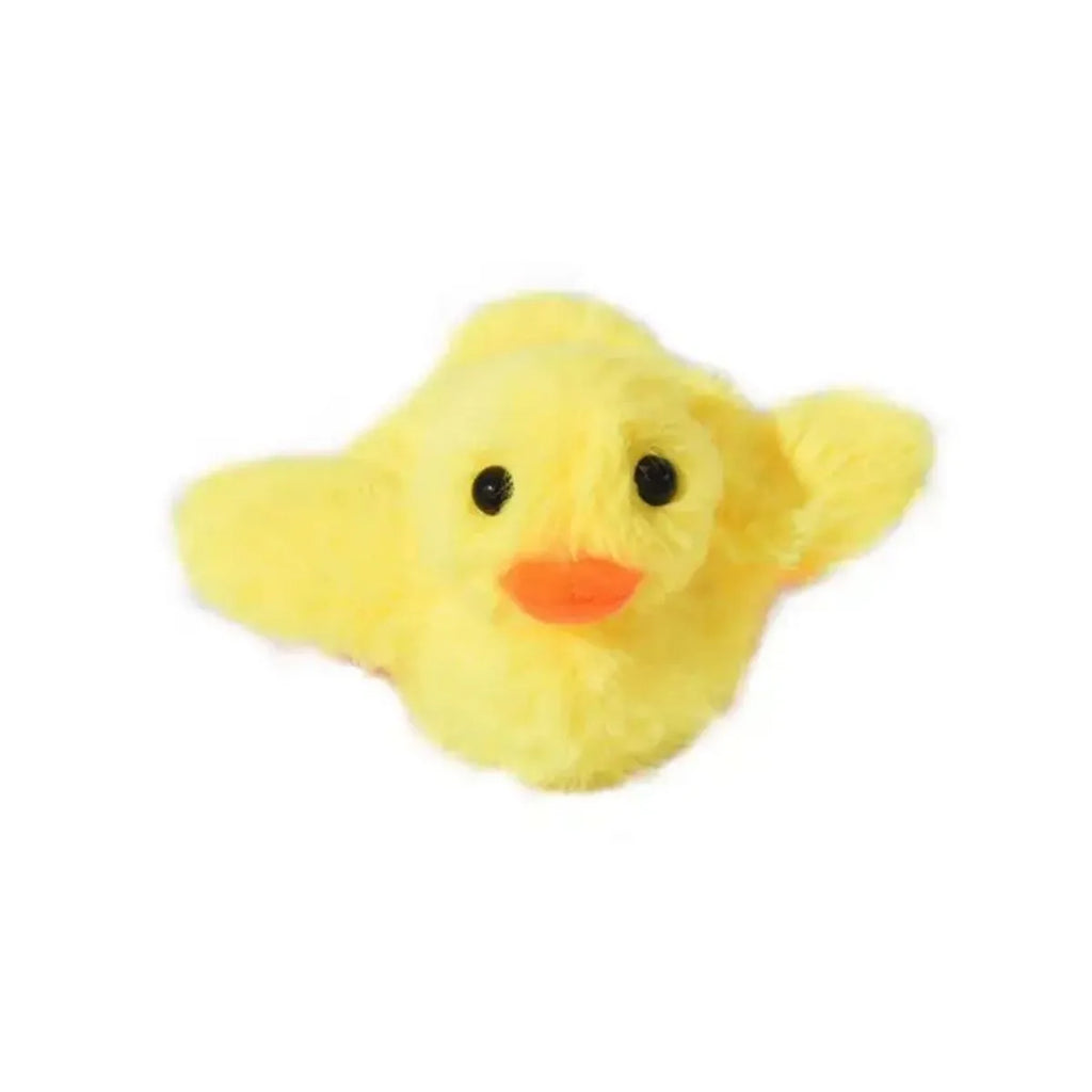 Yellow flapping duck interactive cat plush toy with USB charging cable on a neutral background.