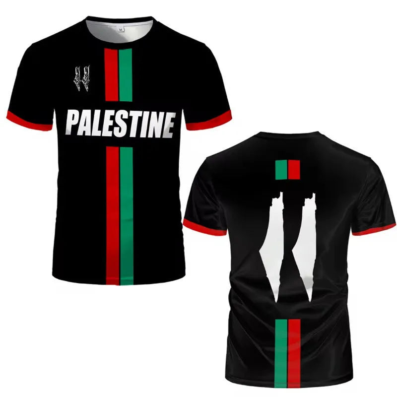 Dark style football t-shirt with 3D printed pattern, half sleeves, available in black or white