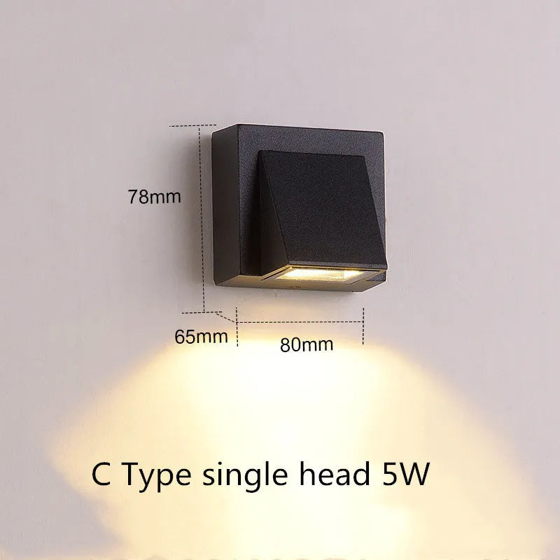 Villa outdoor balcony aisle LED waterproof wall lamp in square style with warm white light