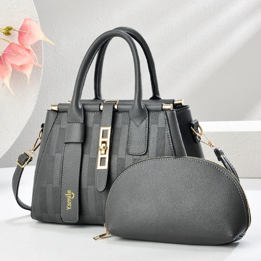 Round PU leather handbag in seven colour options with dimensions 28x13x20cm