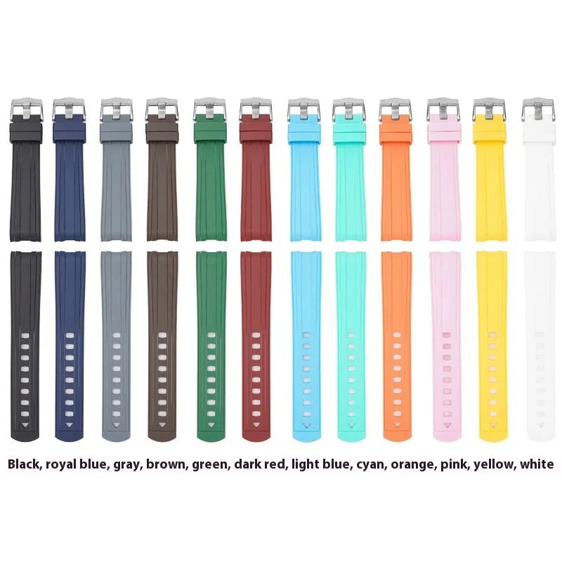 Replacement watch strap 20mm silver buckle, black colour option, for casual and sports watches