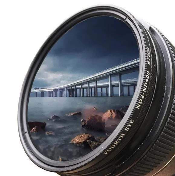 Adjustable multi-diameter camera ND filter kit with four grayscale filters for neutral density photography