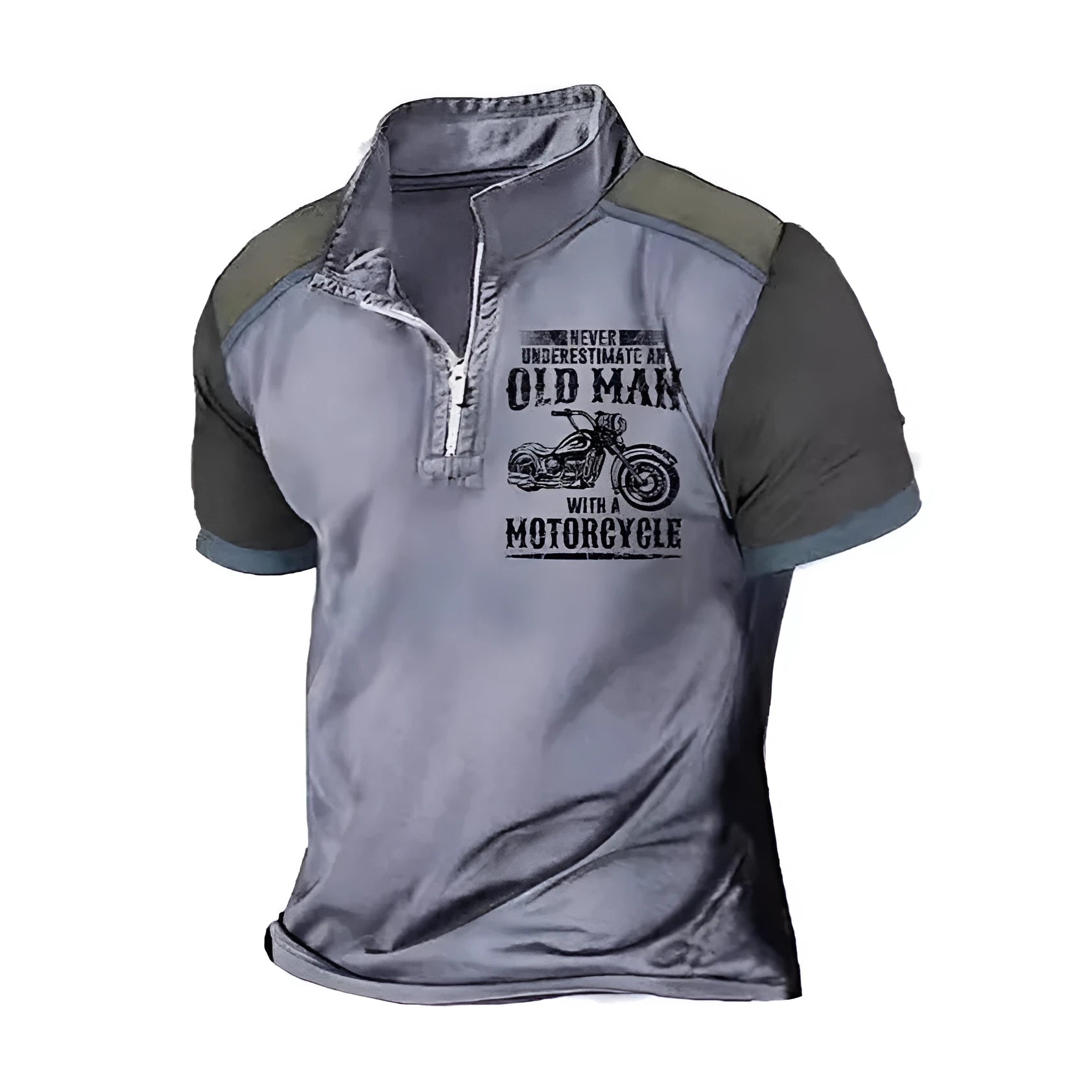 Men's casual polo shirt with digital letter printing and lapel, short sleeves, available in multiple colours and sizes.