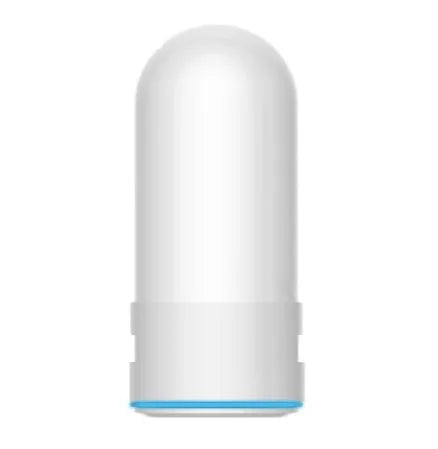 White plastic faucet water filter with ceramic cartridge and set of tap thread adapters