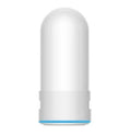 White plastic faucet water filter with ceramic cartridge and set of tap thread adapters