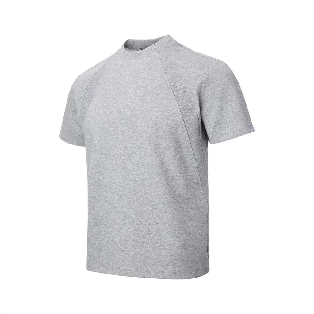 Air layer stitching short sleeve top in loose fit polyester, shown in black colour
