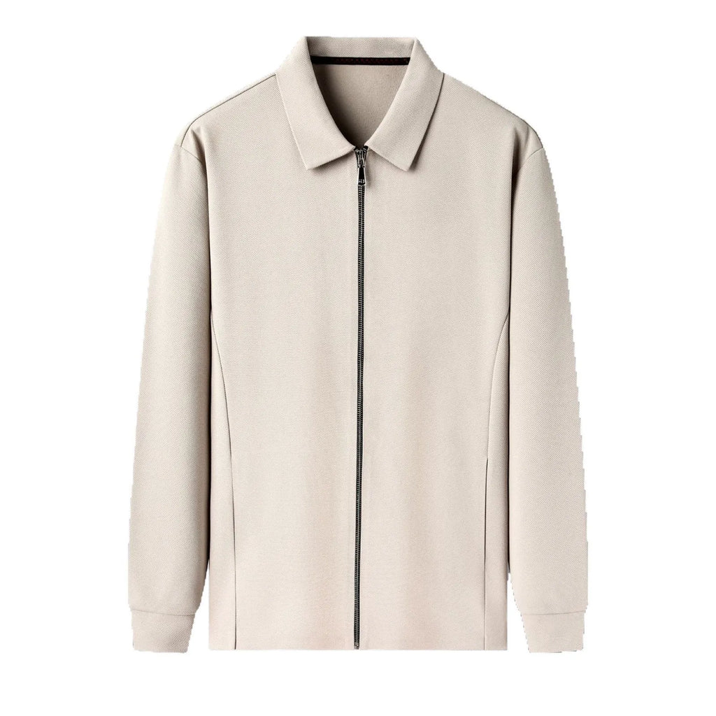 Men's polyester casual business jacket in black, dark grey or apricot with straight hem