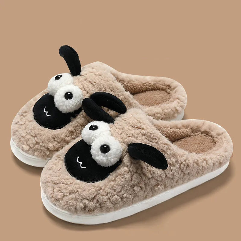 Brown suede slip-on slippers with PVC sole and thermal cotton lining for indoor footwear