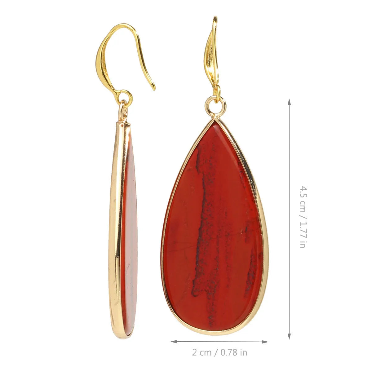 Vintage long water drop stone earrings in Tigereye, amethyst, pink crystal, redstone, or turquoise