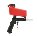 Portable small gravity pneumatic sandblasting gun with black or blue finish and 21 lb tank