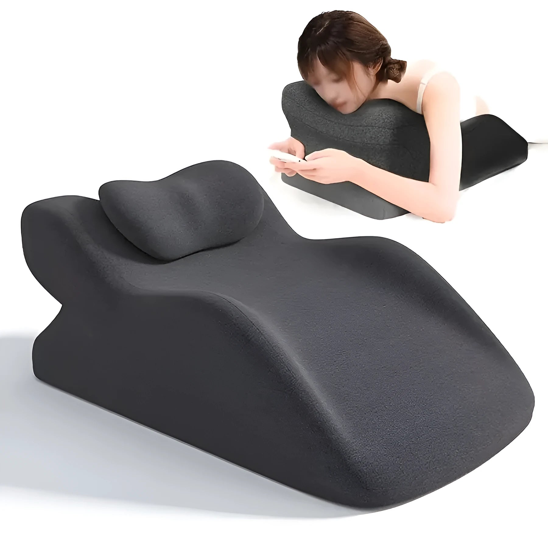 Stomach sleeping pillow designed for prone positions, available in four colours