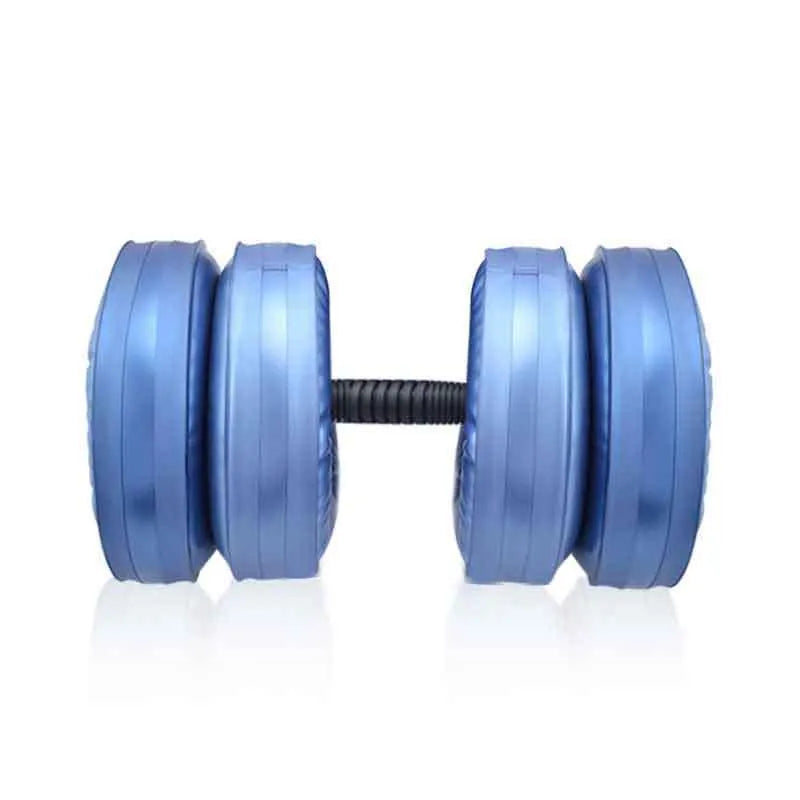 Blue adjustable water-filled dumbbell for home fitness training with 20-25 kg weight range